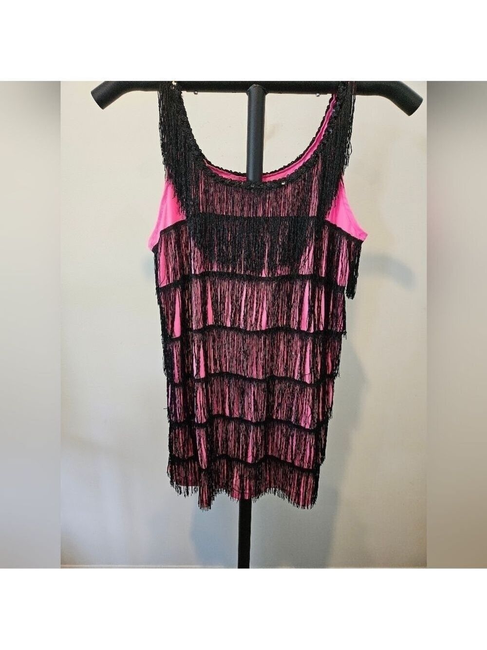 FORUM NOVELTIES ROARING 20'S JAZZY PINK & BLACK FLAPPER DRESS/COSTUME SIZE M/L